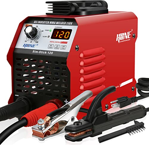 HONE Stick Welder 110V, Actual 120Amp Smart Hot Start Arc Force Anti-Stick Mini Portable Welding Machine, Digital IGBT Inverter LCD Display ARC Welder, High Efficiency for Welding Rod 1/16-1/8-Inch
