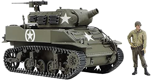 TAMIYA 32604 1:48 US M8 Howitzer Self-Propelled Model Building, Plastic Kit, Crafts, Hobby, Gluing, Plastic Kit, Unpainted, Multicoloured