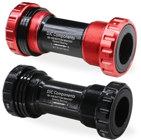 DJC Bike Ceramic Bearing Bottom Bracket BSA 68-73mm English Threaded BB 24mm Spindle, Fit MTB Road Bike Hollow Deore XT SLX R7000 R8000 4700 5800 6800 IXF Prowheel(Ceramic 24-24mm Black)