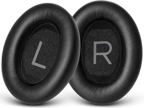 GEVO Replacement Ear Pads for Bose QC45, Ear Cushions for Bose QuietComfort 45 (QC45) & Quiet Comfort SE (QC SE) Headphones, Earpads with Softer Leather Noise Isolation Foam (Black)