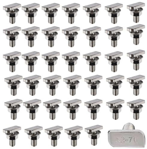 Set di 40 viti a testa di martello M8 x 20 bulloni per binario a T in acciaio inossidabile A2-70 con dado a flangia per modulo fotovoltaico per binari di montaggio solare serra e profilo in alluminio
