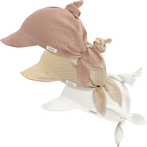 CiuchCiuch Musselin-Kopftuch – 3er-Pack – 100% Baumwolle – Für Säuglinge – Für Jungen und Mädchen – Dreieckstuch – Mütze mit Schirm