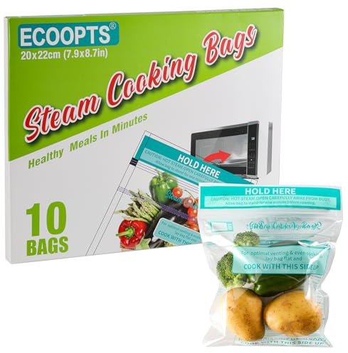 20×Steam Cooking Bags | Microwave Steamer Bags for Vegetables,Potatoes and Meat (20, L)
