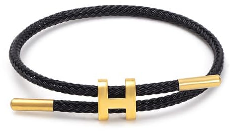 Geflochtenes Damen Armband – Schönes Weihnachtsgeschenk für Frauen & Freundinnen | Verstellbarer Armreif, Segeltau Freundschaftsarmband, Charm Schmuck für besondere Anlässe (Schwarz)