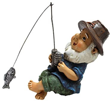 Gogogmee Statue de Nain Pêcheur en Résine, Décoration de Jardin Créative pour Extérieur, Ornement pour Étang et Pelouse