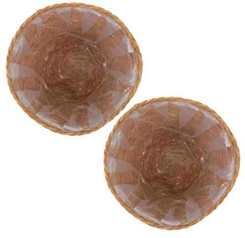 ANDRESLAD Cestas Tejidas a Mano para Flores de Interior 2 Piezas 26 Cm Cesta para Plantas Decorativa Rústica para Jardín y Hogar Natural Funcionalidad Multiusos