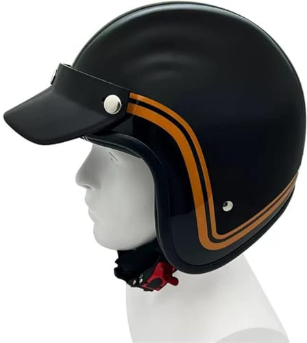 BYFHHHH Retro-Motorradhelm, ECE-Zulassung Vintage-Motorrad-Halbhelme Herren Damen, Offene Helme Mit Schutzbrille, Offene Jethelme B,L=59~60CM