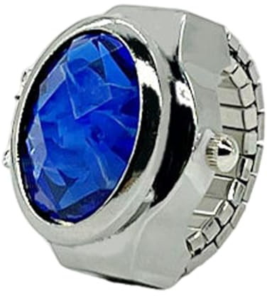 Generiska klockringar för kvinnor, fingerringklocka, klockrörelse-stapelklocka, kreativ, ny bling-klockor, justerbara fingerklockor för män och kvinnor, blå, Siehe Beschreibung, Se beskrivning