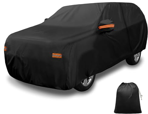 X AUTOHAUX Car Cover Outdoor Waterproof Sun Rain Snow Hail Protection with Left Side Door Zipper 210D-PU for Hyundai Santa Fe