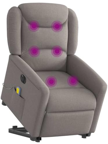 vidaXL Elektrischer Massagesessel mit Aufstehhilfe Taupe Stoff