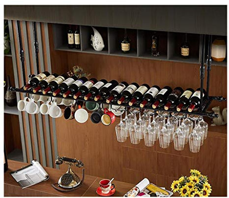 Bicchiere da vino da appendere R in stile bottiglia creativo bar vino R sottosopra mensola per casa bar vino decorazione R (colore: Bl Dimensioni: 80 x 30 cm)