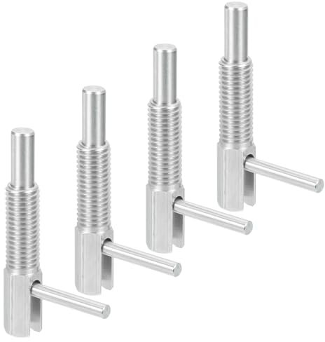 sourcing map 4 pasadores retráctiles de émbolo de indexación, M12 L, émbolo de resorte de acero inoxidable, pestillo con resorte, pasador de bloqueo telescópico para maquinaria de construcción naval