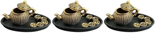 MAGICLULU 3 Juegos mini juego de tazas de té accesorios para casa de muñecas complementos casa de muñecas infusor juguetes café juego de cocina tazas de té en miniatura Metal Golden