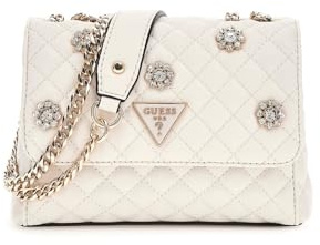 GUESS Damen Everlee Mini Convertible Crossbody Flap Umhängetasche, Cremeweiß