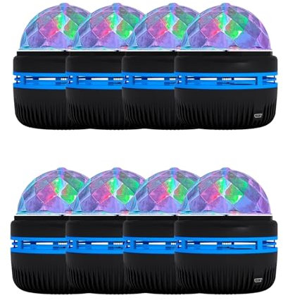 Lancoon 8 Pack Crystal Projector Light USB Powered Mini LED Light RGB Color Changing Mood Lights for Kids Parties and Car Atmosphere Lighting