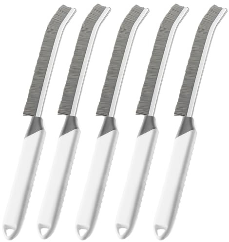 Crevice Cleaning Brush Bathroom Tile Groove Gap Cleaning Brush Premium Crevice Cleaning Tool Aluminum Support with 15° Angled Head-Grout Thin Brush,Kitchen & Bathroom Tool (5 PCS)