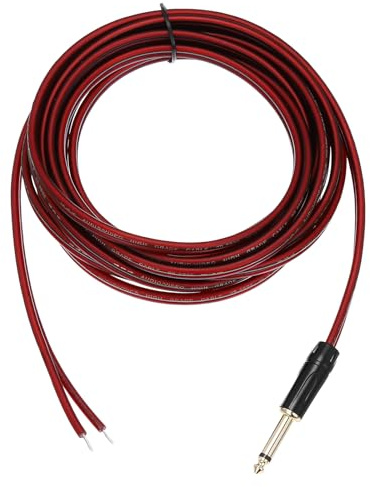 sourcing map TS Mono Plug to Bare Wire Open End Speaker Cable, 16.4ft (5 Meter) 14AWG Gold Plated TS Mono Plug Cable for Speaker, Guitar, Scanner, Audio Equipment