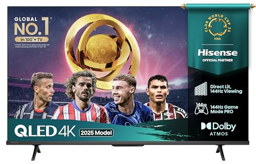 Hisense 43 43E78QTUK PRO 144Hz QLED Smart AI TV - Hi-View AI Engine, 144Hz Game Mode PRO, Dolby Atmos, Quantum Dot Colour with Freely, Disney +, YouTube, Netflix