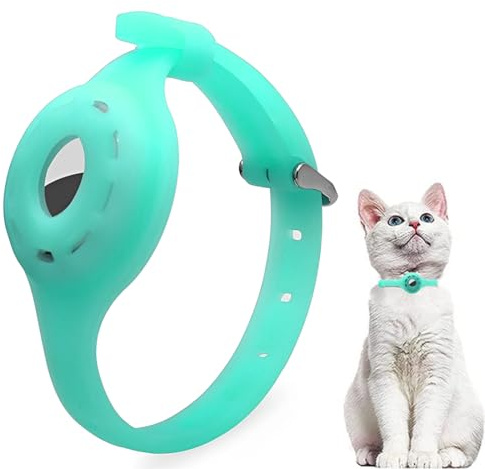 Katzenhalsband für AirTag* sicher, leicht, bequem mit Sicherheitsverschluss, kompatibel mit Apple AirTag Silikonband M Code Mintgrün