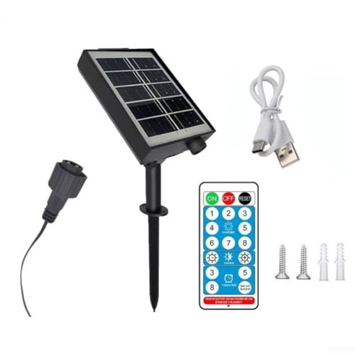 Scatola di controllo della luce a stringa solare, scatola di controllo della luce solare ad alta potenza con circuito di porta TYPEC per sistema di illuminazione esterna da 3,7 V 24 V, nero (24 V)