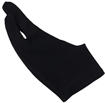 Outanaya Artist Two Finger Drawing Glove Black Spandex Sketching for Tablet Breathable Curved Sweat Protective Gloves for Graphic Artists