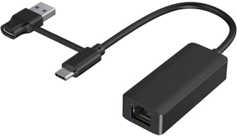 Asyduey Tarjeta de Red 2 en 1 de 1000 Mbps, Adaptador USB Tipo C A RJ45, Convertidor de Tarjeta de Red USB 3.0 para PC y Portátil.