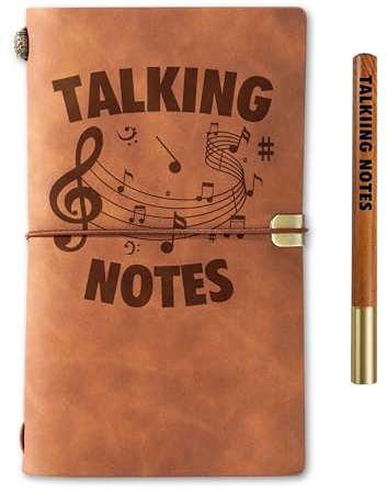 InnoBeta Music Lovers Gifts Journal With Pen, for Men Women on Christmas, Embossed Notebook, Travel Diary, Faux Leather, 7x5 Inches - Notes