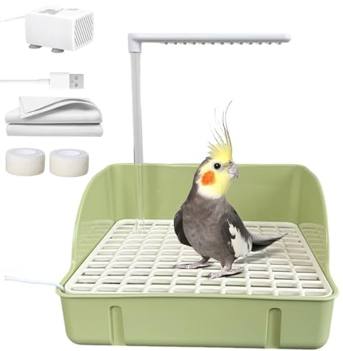 lisutupode Baignoire Perroquet, Baignoire Automatique pour Oiseaux avec Pompe à Circulation, Grand Bassin De Baignade pour Perroquets, Accessoire De Cage pour Perruches, Calopsittes, Perruches, Aras