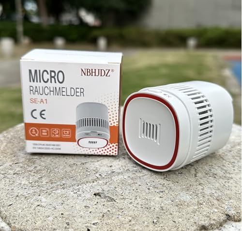 NBHJDZ SE-A1 Mini detector de humo con alarma contra incendios, duración de la batería: 10 años, detector de incendios certificado EN14604, detector de humo con alarma contra incendios, autenticación