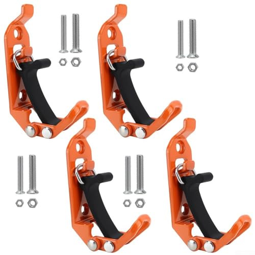 Yhenlovtt 4Pics Shovel Holder for Car Roof Racks with Rubber Clamps, Zinc Alloy Tool Mount with Quick Release for Outdoor Vehicles and Garage Storage(ORANGE)