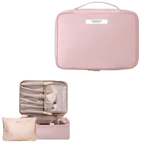 Kosmetiktasche MäDchen,Kleine Kosmetiktasche FüR Handtasche,Makeup Bag,Schminktasche Damen,Reise-Kulturbeutel Mit Griff,Geschenk FüR Frauen - Rosa