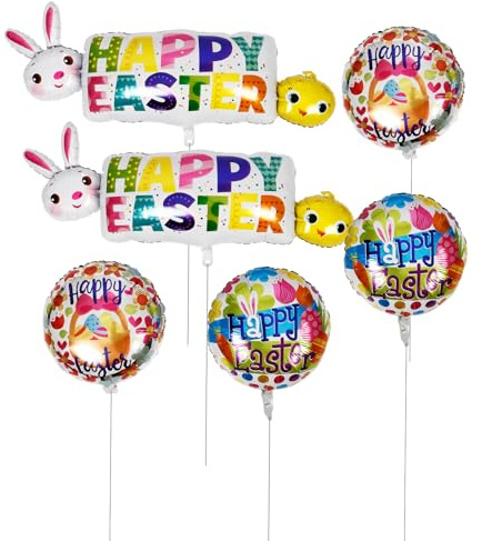 STOBAZA 6 Stück 6 Stück Osterballons mit Hasen Motiv Folienballons Bunt Party Deko für Osterfeier und Frühlingsfest