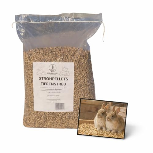 Generisch Strohpellet Tiereinstreu, 100% Natürlichem Stroh, Staubarm, Saugfähig und Geruchsbindend, für Hamster, Hasen, Katzen, Meerschweinchen und Geflügel, 15 kg