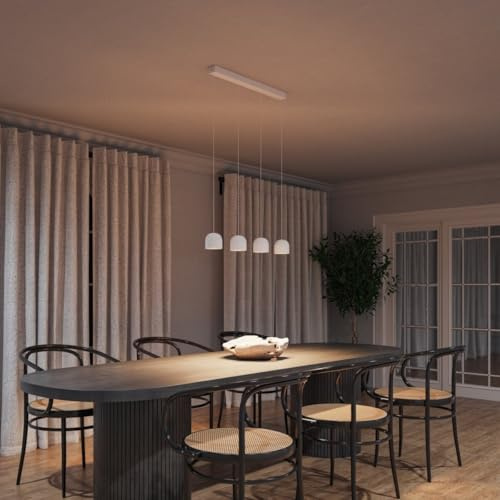 NEONA GAIA LED Pendelleuchte Chrom dimmbar mit Fernbedienung – 5-flammige Hängeleuchte mit Kugeldesign, CRI 98, warmweiß 2700K, 2687 Lumen, 15W, höhenverstellbar (Weiß)