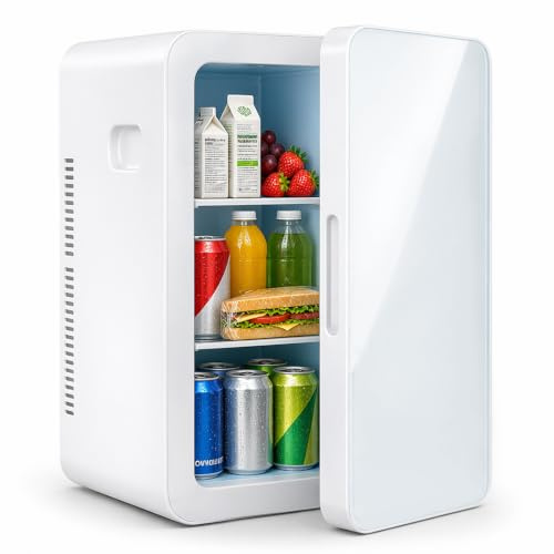 MoraRise 22L Mini Fridge, 28 Cans Portable Cooler & Warmer Small Fridge | for Bedrooms, AC/DC Powered, Adjustable Shelves, Home Car Office Dorm Travel Cosmetics Skincare Makeup (White)