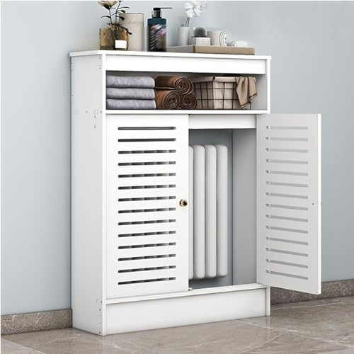Vattentätt flamsäkert kylarskydd med dörrar elegant värmeskåp hylla för vardagsrum och sovrum funktionella värmeskydd (99,8 x 89,9 x 9,8 cm)