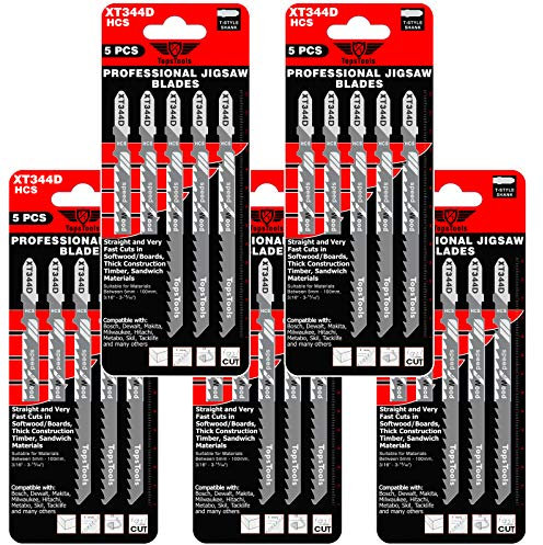 25 x TopsTools JSTTX344D_5 XT344D 132mm lange Stichsägeblätter für saubere und schnelle Schnitte kompatibel mit Bosch Dewalt Makita Milwaukee und vielen mehr