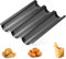 ETiME Teglia Baguette per Forno, Stampo per Baguette Pane Francese in Acciaio Inossidabile, Perforati, Antiaderente, per 3 Baguette, Nero