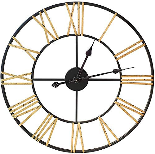 Klass Home 60cm Gold & Black Metal Wall Clock - Indoor/Outdoor, Silent Non-Ticking Roman Numerals for Living Room, Kitchen, Garden