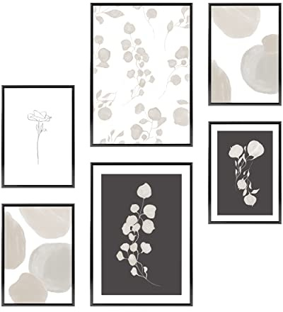Heimlich® Tableau Décoration Murale - SANS Cadres - Set de Poster Premium pour la Maison, Bureau, Salon, Chambre, Cuisine - 2 x (30x42cm) et 4 x (21x30cm) | »Atelier Bontanique «