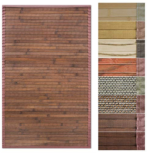 Floordirekt Bambusteppich Bambusmatte mit Stoffrahmen | Natur Design in vielen Farben & Größen (120 x 180 cm, Tibet Braun)