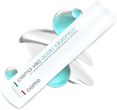 100ml. Bio Crema Viso Acido Ialuronico 40% 3 Pesi Molecolari - Migliori Risultati con un Siero Viso, Notte e Giorno per Uomo e Donna. Illuminante, Ottima come Contorno Occhi. Skincare Made in Italy