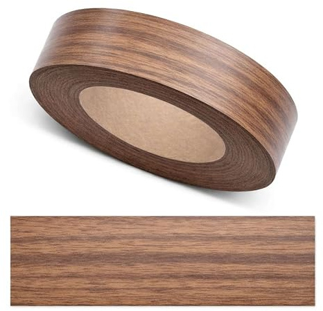 ben+camilla.com Kantenumleimer zum Aufbügeln | Nussbaum 22 mm x 50 m Rolle (glatt matt) | Premium Qualität für professionelle Ergebnisse | Kantenschutz