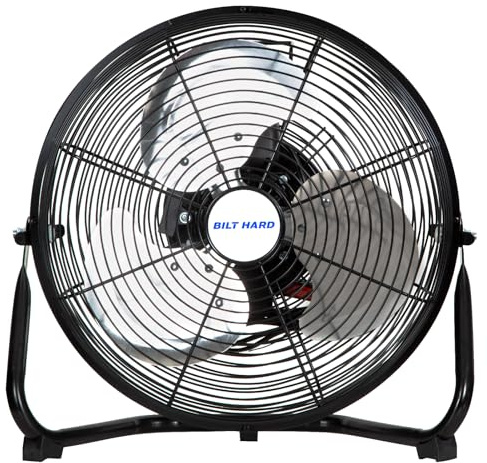 BILT HARD 12 3-Speed High Velocity Heavy Duty Metal Floor Fan, 1680 CFM, 180-Degree Tilt, Powerful Airflow Fan for Home, Bedroom, Residential Use