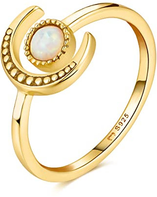 Anillos de mujer en plata de ley formado por una luna étnica. Anillo plata mujer con acabado plateado o dorado. Joyería ideal para parejas, regalo para madres, amigas... Anillos para parejas