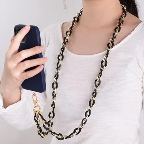 QIUMING 1 pièces Mode 120 cm téléphone Sangle Long Style Acrylique incliné Suspendu bandoulière téléphone chaîne Femmes Anti-Perte téléphone Portable Bijoux Accessoire