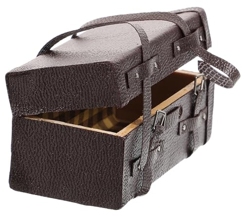 STOBOK Miniature Malle Vintage Bois pour Maison De Poupées Accessoire Décoratif Modèle De Valise Similicuir pour Décoration Mini House pour Jouets Et Photos Amusantes