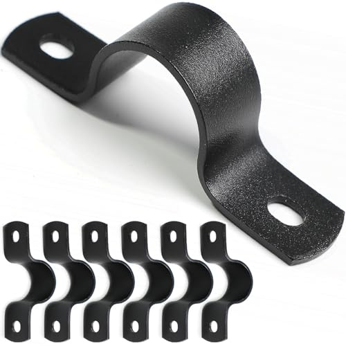 AGUTEA Schwarze langlebige U-Klemmen Metall Rohrschellen Doppelloch Doppelloch Rohrband DIY U-Halterung (6 Stück) (3/4 Zoll)