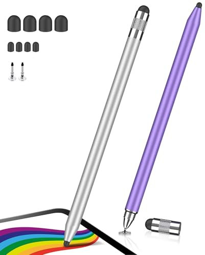 Tablet Stift für Alle Tablets, Stylus Pen, FaAmour Touchscreen Stift,Präzision Disc Eingabestift mit Telefonhalterung kompatibel mit Allen Handys/Tablets, für iPad/iPhone/Android/Samsung (PurplGrey)