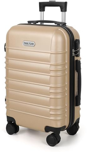 MoFut Koffer Groß, Hartschalenkoffer aus ABS, Trolley, Reisekoffer mit 4 drehbaren Rollen (360°), 3-stelliges Zahlenschloss und Aluminium-Teleskopgriff (M – 41L, Champagner)